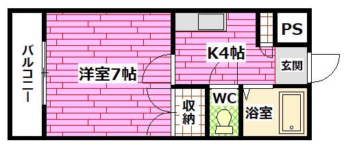 カーサ青崎(1DK/2階)の間取り写真
