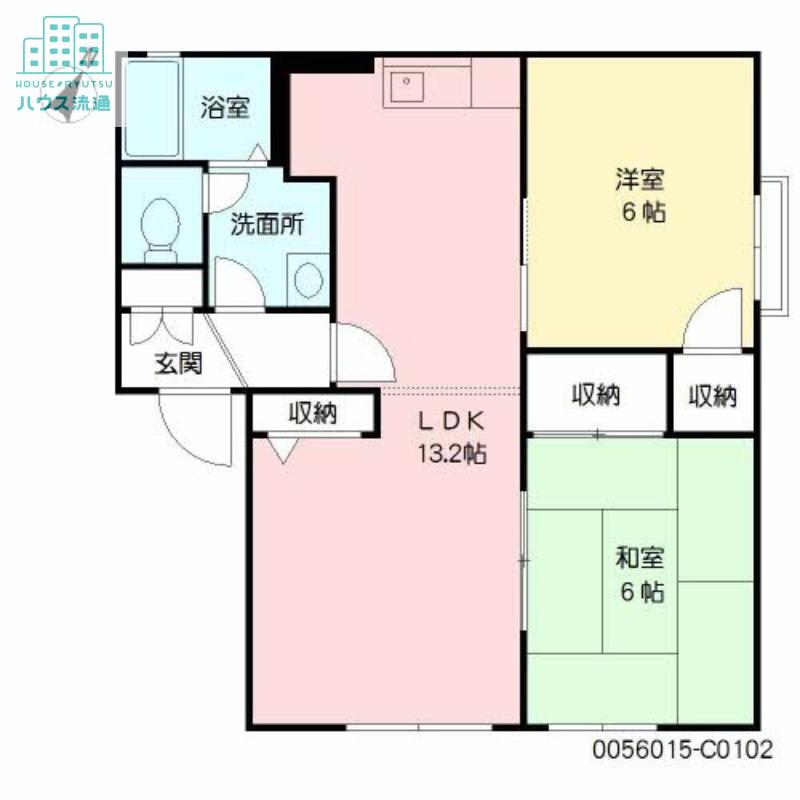 ディアス藤下 C(2LDK/1階)の間取り写真