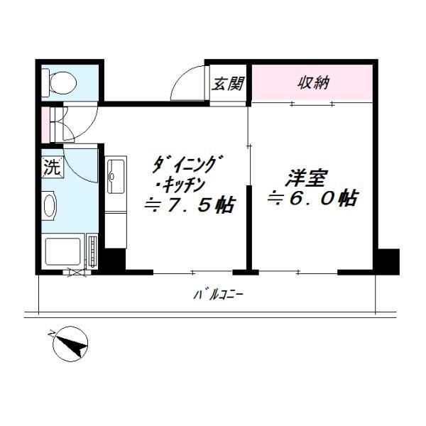 グレイスビル(1DK/3階)の間取り写真