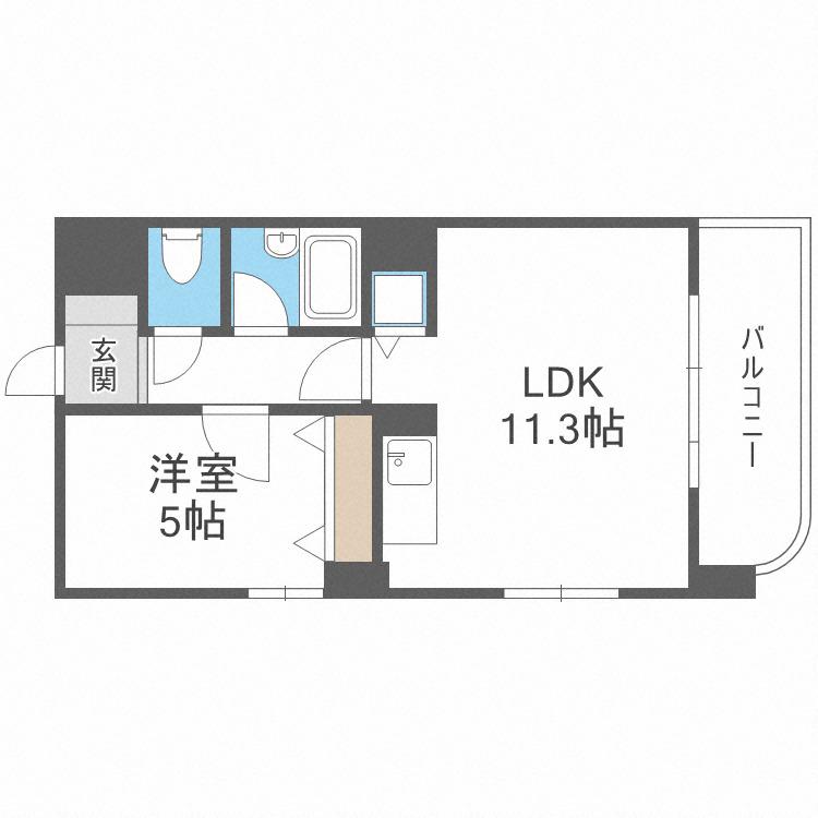 セザール南10条西(1LDK/5階)の間取り写真