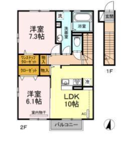 VENT VERT(2LDK/2階)の間取り写真