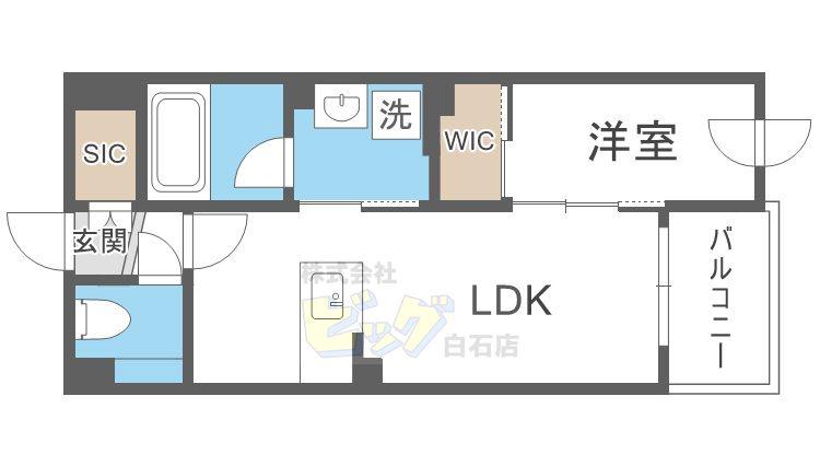 LIVECASA豊平(1LDK/5階)の間取り写真