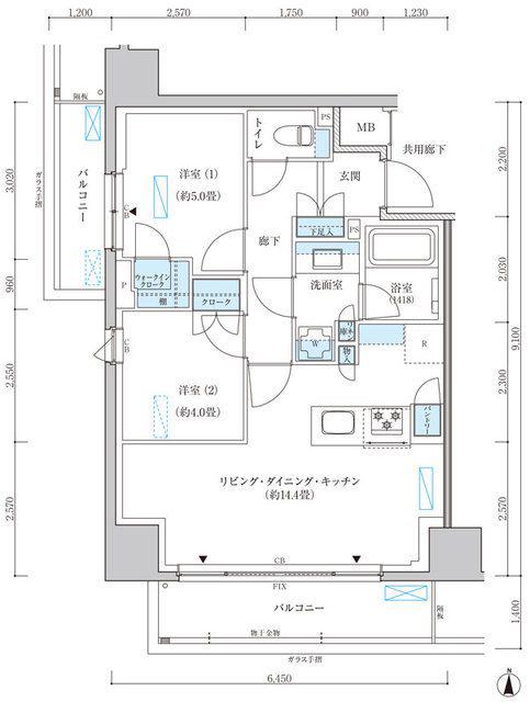 パークアクシス池袋イースト(2LDK/5階)の間取り写真