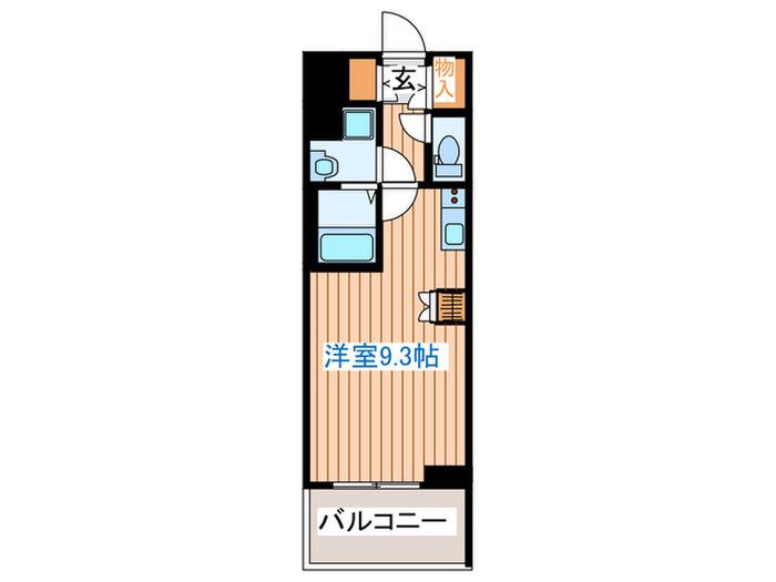 ラピスラズリ五橋(ワンルーム/9階)の間取り写真