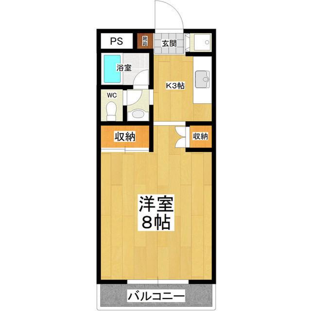 エルフィン土浦(1K/3階)の間取り写真