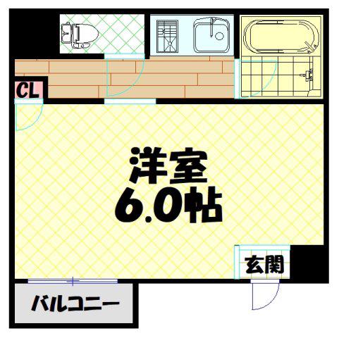THECITY弁天町(ワンルーム/1階)の間取り写真