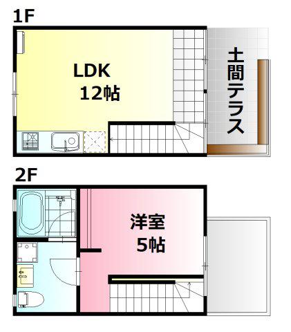 SATONOWA TERRACE 東棟(1LDK/1階)の間取り写真