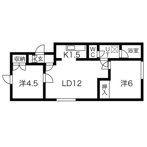 丘珠ハイツ(2LDK/2階)の間取り写真