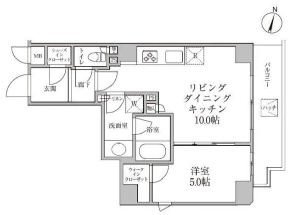 レジディア神楽坂II(1LDK/2階)の間取り写真