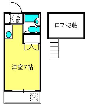 キャロットハウス稲荷町(ワンルーム/2階)の間取り写真