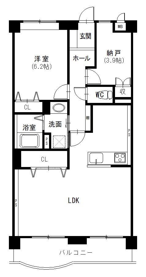 朝日プラザメルクマール眉山東(2LDK/14階)の間取り写真