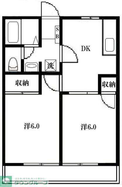 フジビューパレス(2DK/1階)の間取り写真