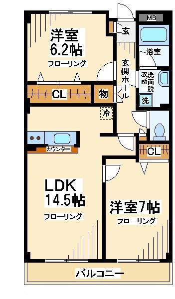PARTIR(2LDK/2階)の間取り写真