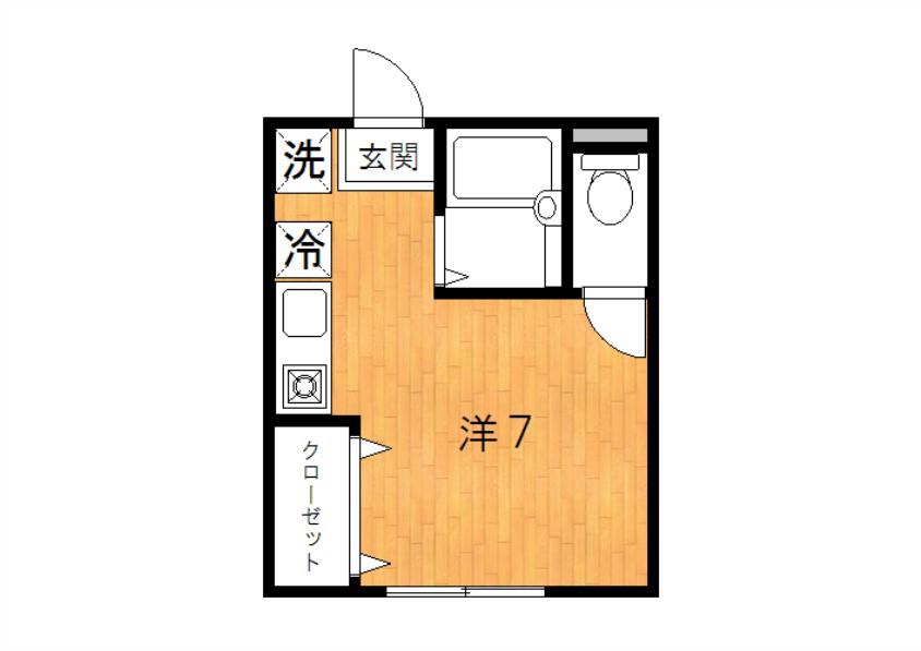 WISH(ワンルーム/2階)の間取り写真