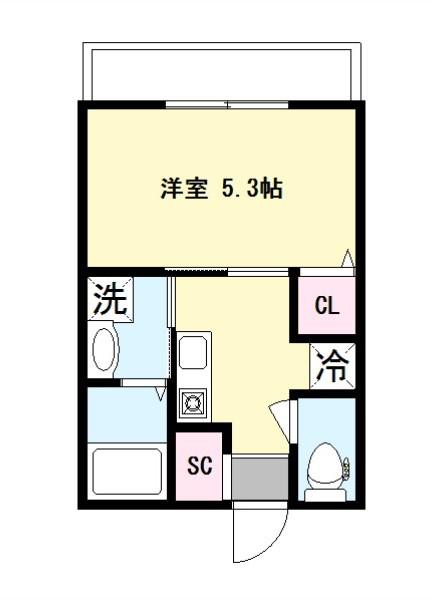 ブラン霞(1K/2階)の間取り写真