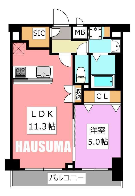 グランカミーユ江北(1LDK/3階)の間取り写真