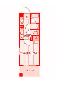 ライムレジデンス汐入(1K/4階)の間取り写真