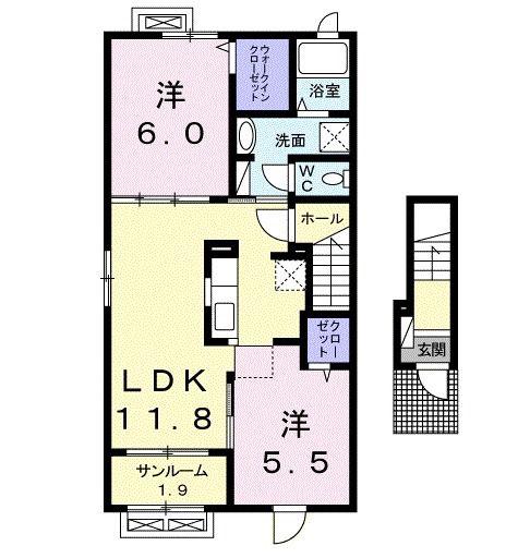 ベル・ブリーズSK(2LDK/2階)の間取り写真