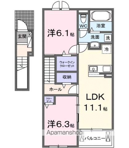 R.N.P レジデンスW II(2LDK/2階)の間取り写真