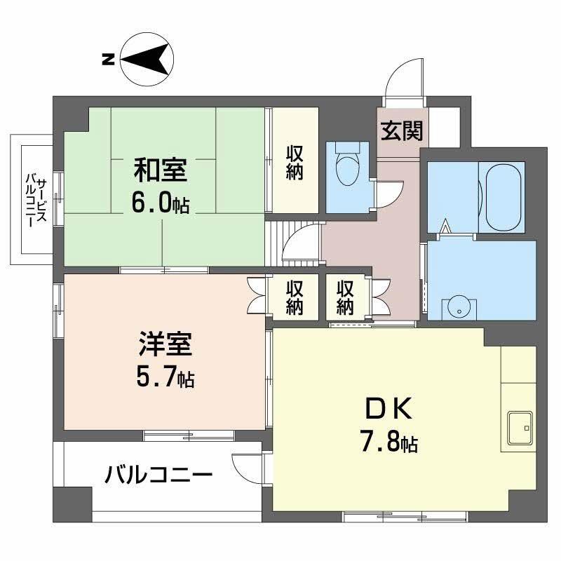 VIVERFUSE(2DK/3階)の間取り写真