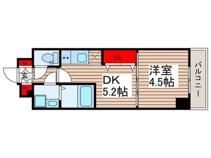グランカーサ曳舟(1DK/4階)の間取り写真