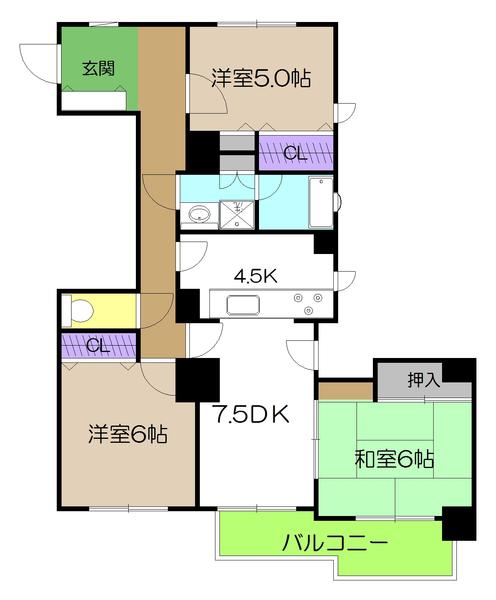 フォートヒル102(3LDK/2階)の間取り写真