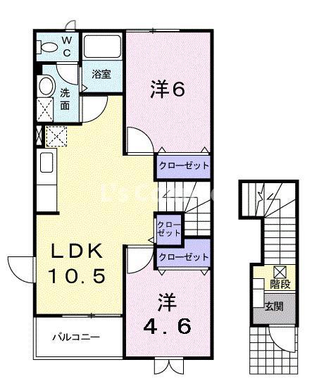 VIVACE雷神C棟(2LDK/2階)の間取り写真