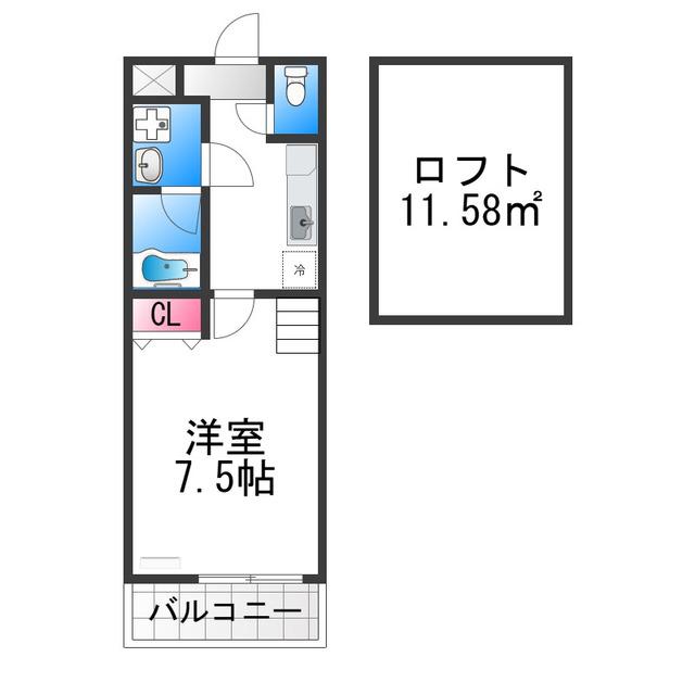フジパレス黒土(1K/2階)の間取り写真