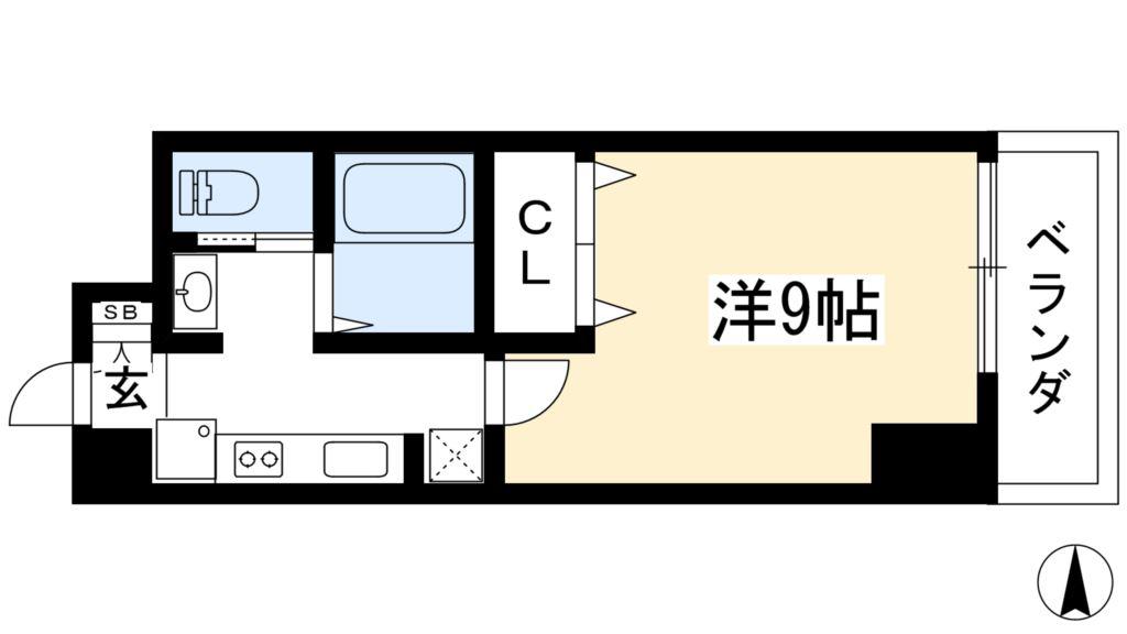 CALM北山(1K/3階)の間取り写真