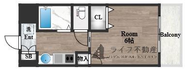 大宝グランシャリオ(1K/2階)の間取り写真