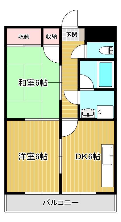 モンシャトー足利成和(2DK/2階)の間取り写真