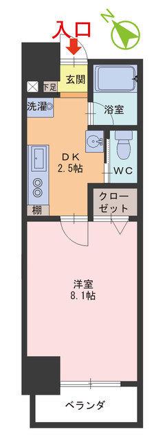 フレリア県立病院前(1DK/3階)の間取り写真