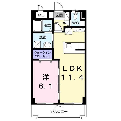 フレスクーラ マリー(1LDK/2階)の間取り写真