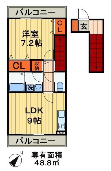 アネックス2(1LDK/2階)の間取り写真