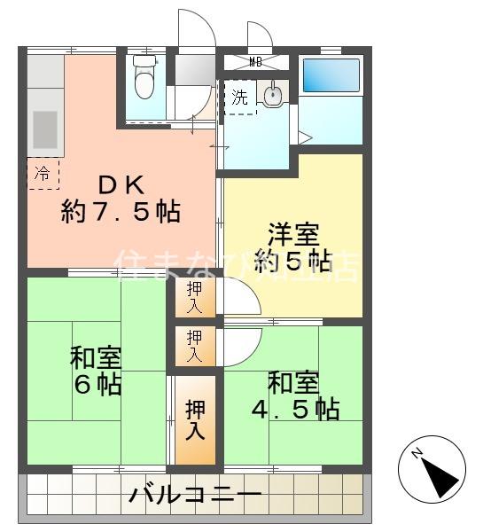 猿町ハイツ2(3DK/1階)の間取り写真