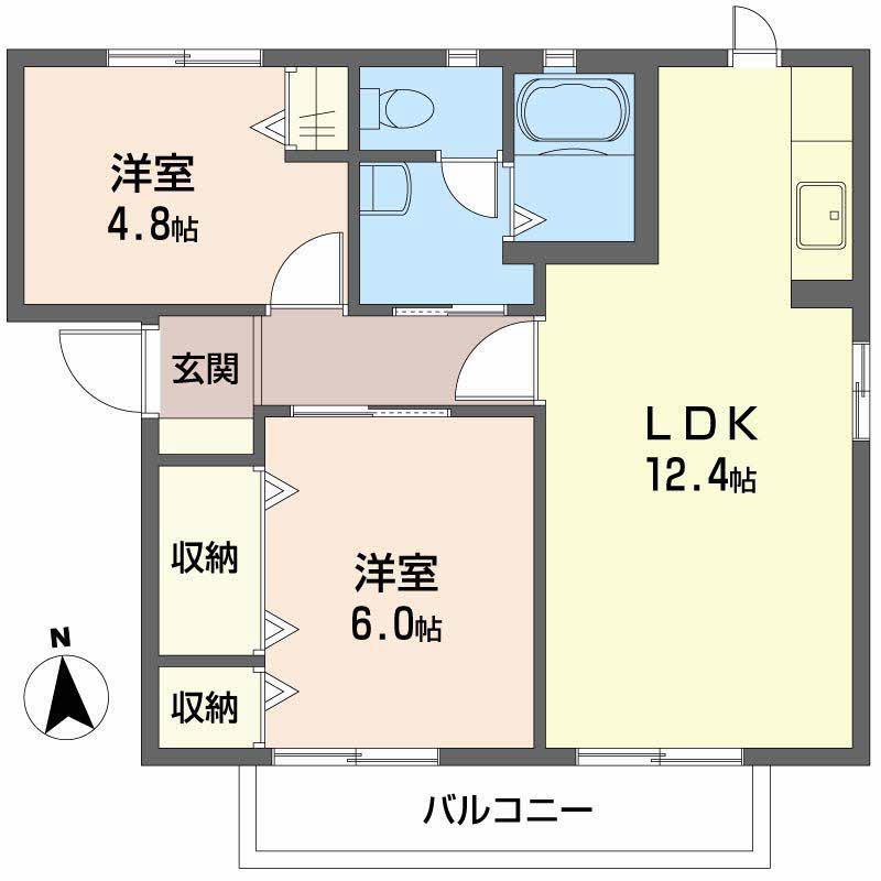 ルピナス御幸 A・B(2LDK/2階)の間取り写真