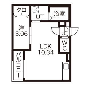 WARREN KANSEIII(1LDK/3階)の間取り写真