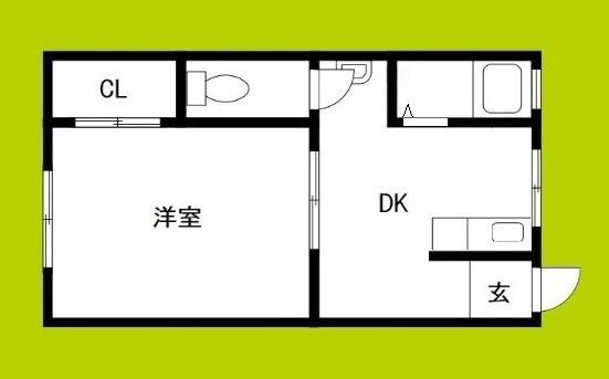 ハイツ楓(1DK/2階)の間取り写真