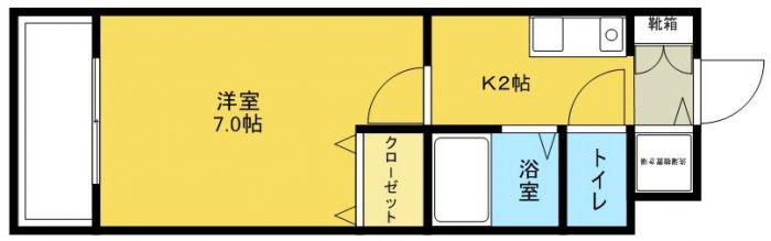 エストヴィラ東福岡(1K/4階)の間取り写真