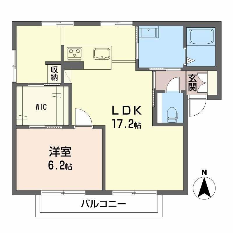 フレグランス山根(1LDK/2階)の間取り写真