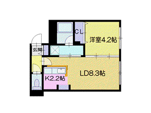 EEL新札幌(1LDK/4階)の間取り写真