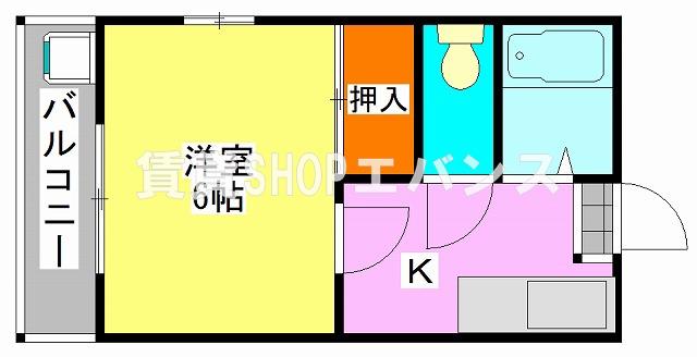 SKハイム(1K/2階)の間取り写真