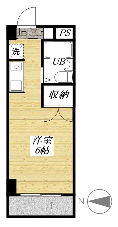 エルホロン(ワンルーム/3階)の間取り写真