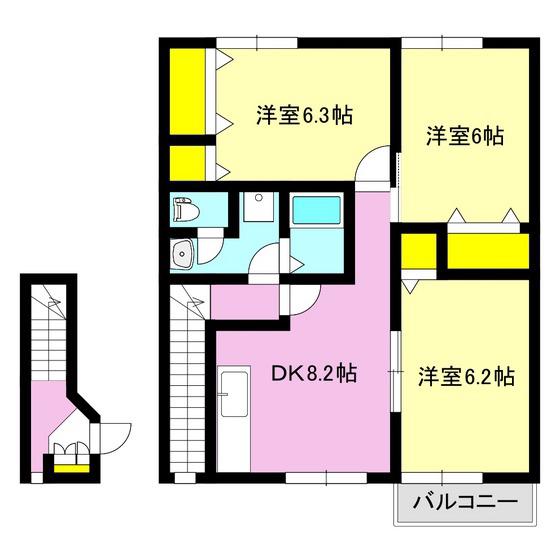 ソフィアI(3DK/2階)の間取り写真