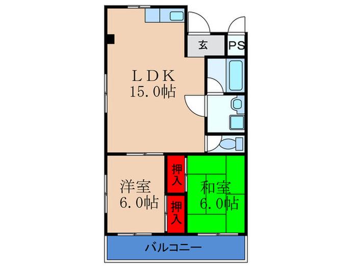 ローレルハイツ(2LDK/3階)の間取り写真