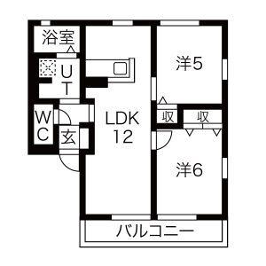 リベラルB(2LDK/1階)の間取り写真