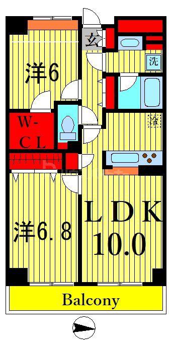 ベイシティ葛西2(1SLDK/13階)の間取り写真