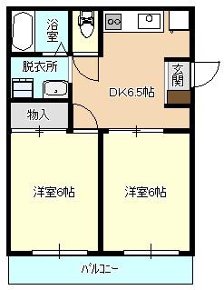ベレーザPARTⅡ(2DK/1階)の間取り写真