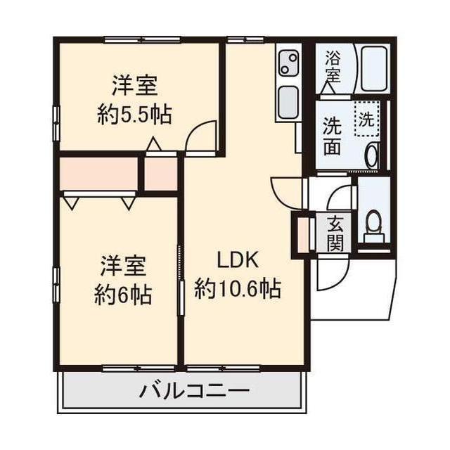 シェル大津(2LDK/1階)の間取り写真