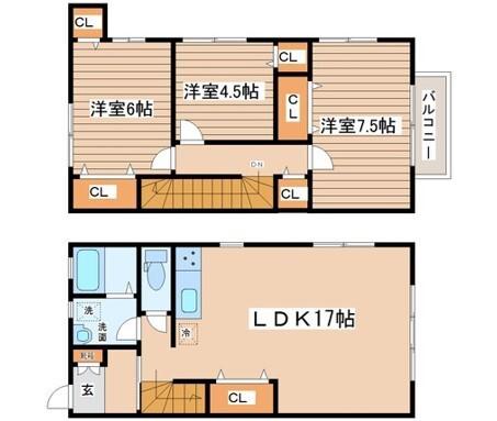 サニーテラスみちのく(3LDK/1階)の間取り写真